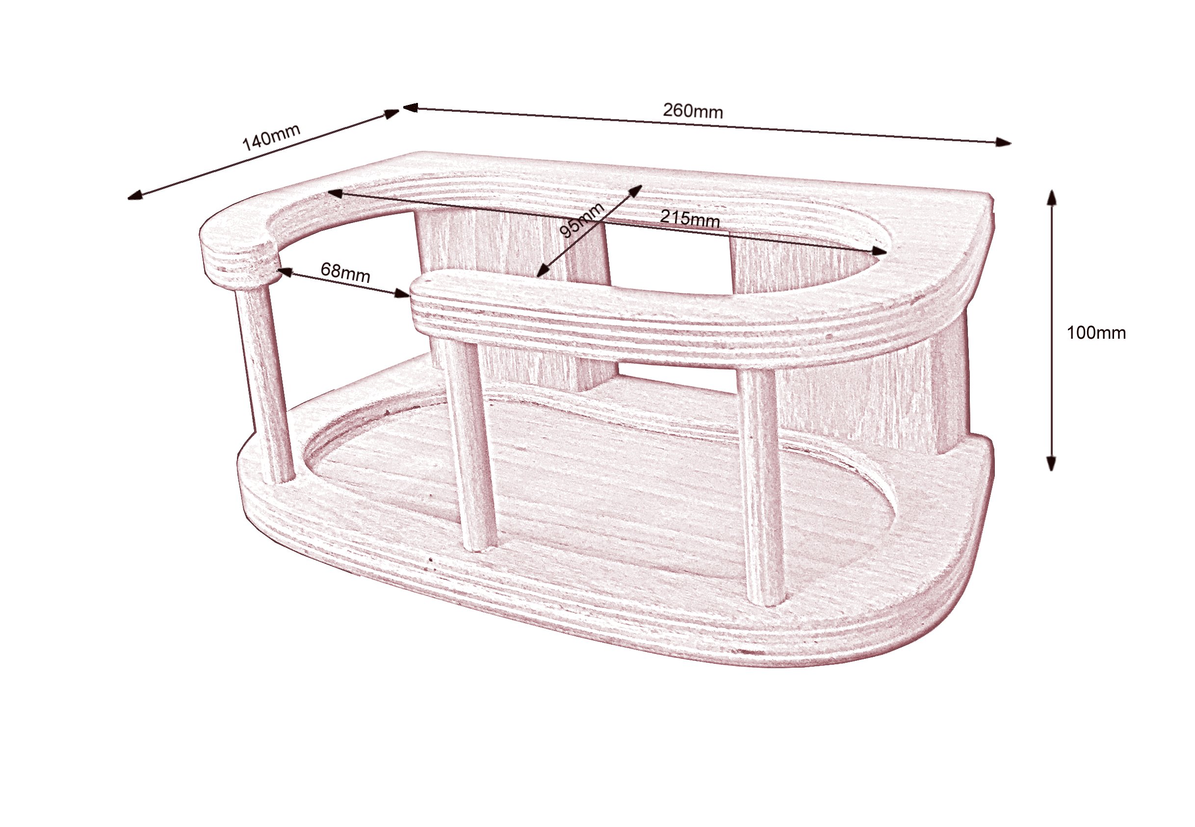 Sketch with measurements for holder binocular