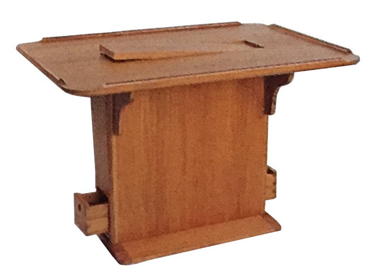 View on saloon table with column basis and two drawer 