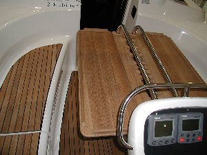 Back view fixing cockpit table on a Bavaria Yacht