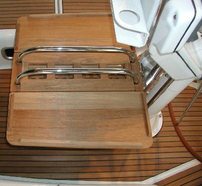 View on a for fixing cockpit table for Beneteau Yacht. sidewards